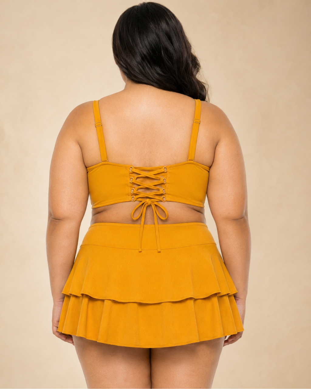 KALANGGAMAN Lace-Up Skirted Bikini Set