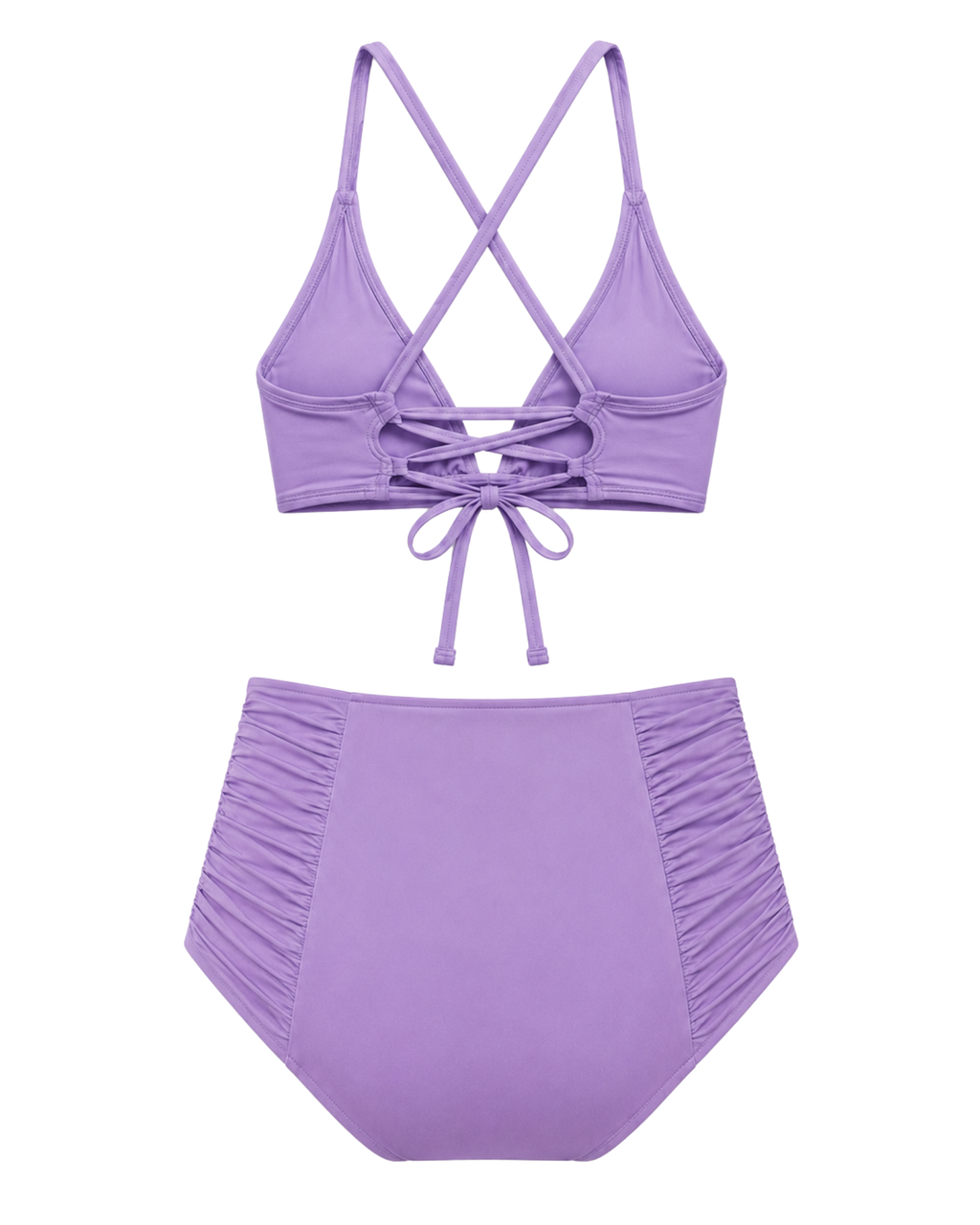 ELYU Ruched High-Waist Bikini Set