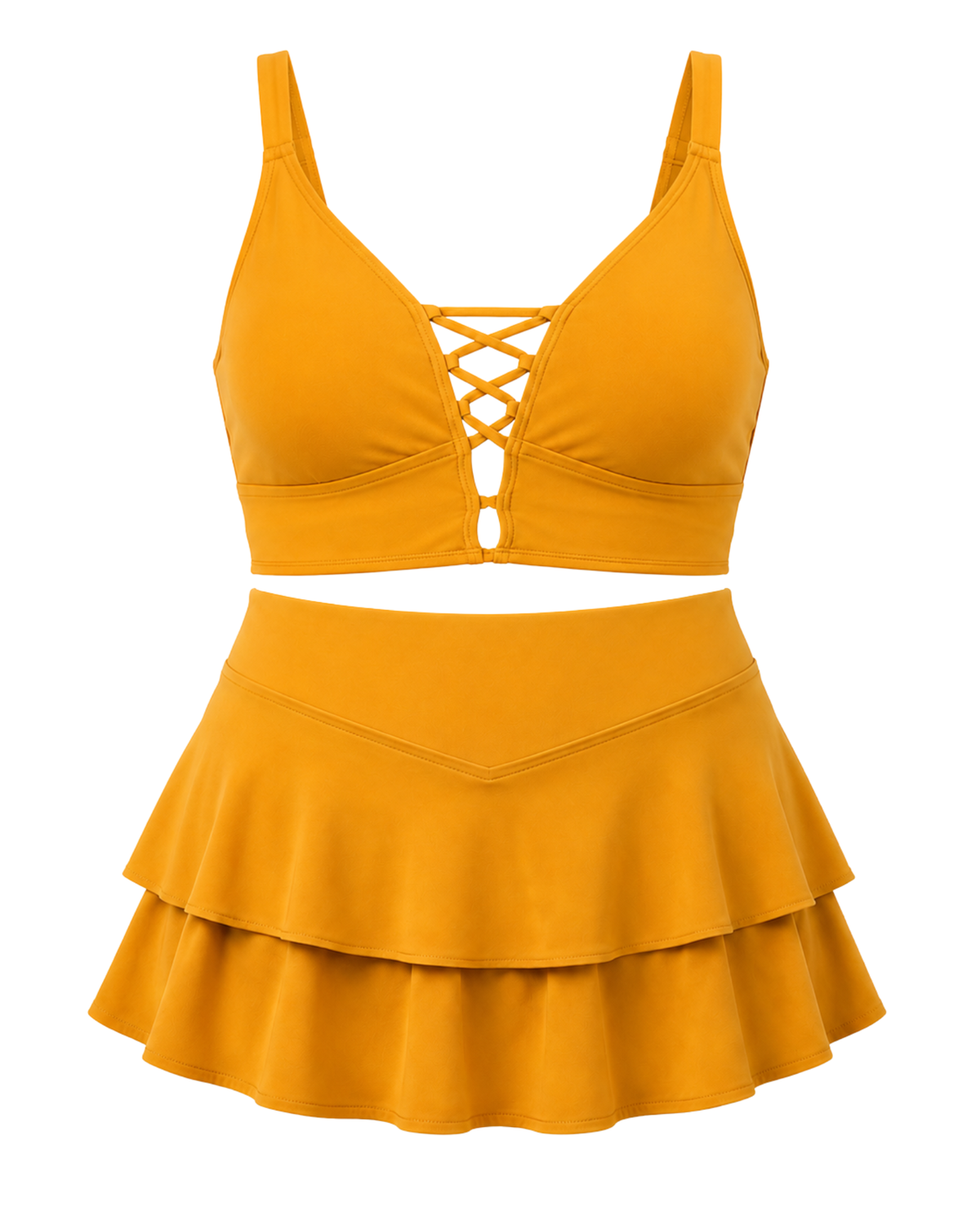 KALANGGAMAN Lace-Up Skirted Bikini Set