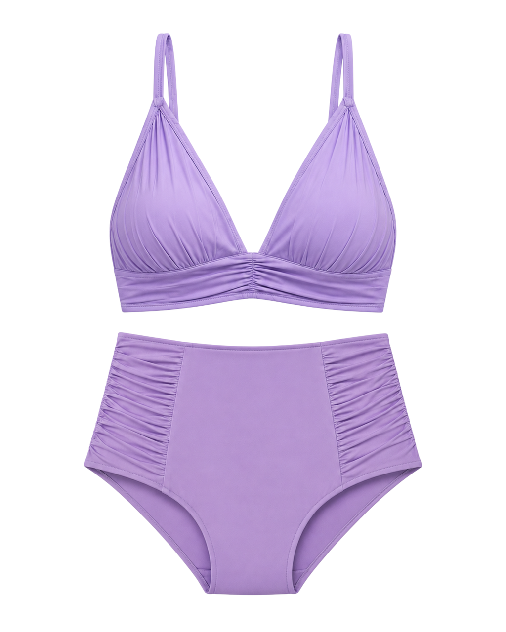 ELYU Ruched High-Waist Bikini Set