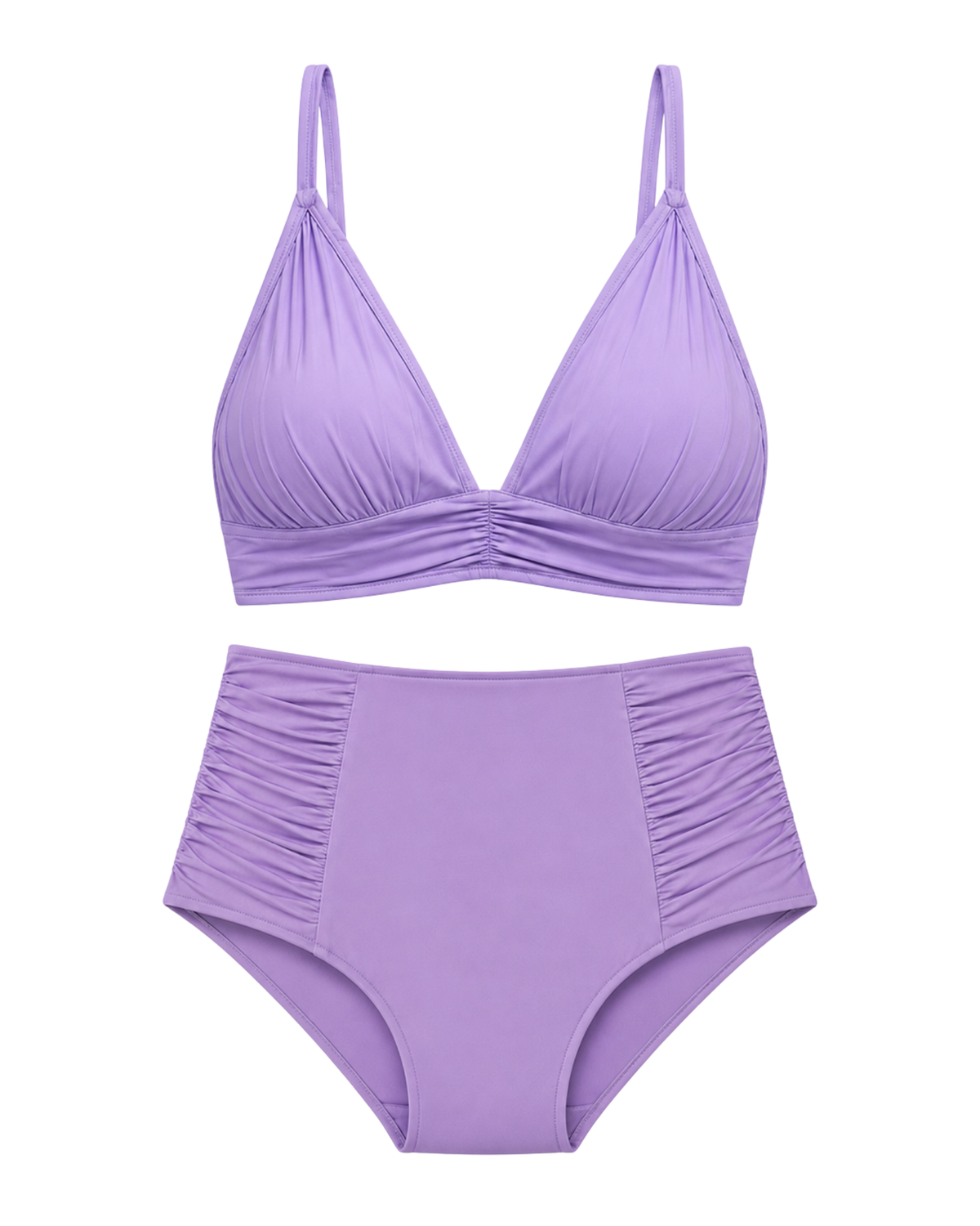 ELYU Ruched High-Waist Bikini Set