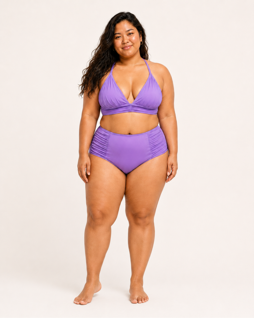 ELYU Ruched High-Waist Bikini Set