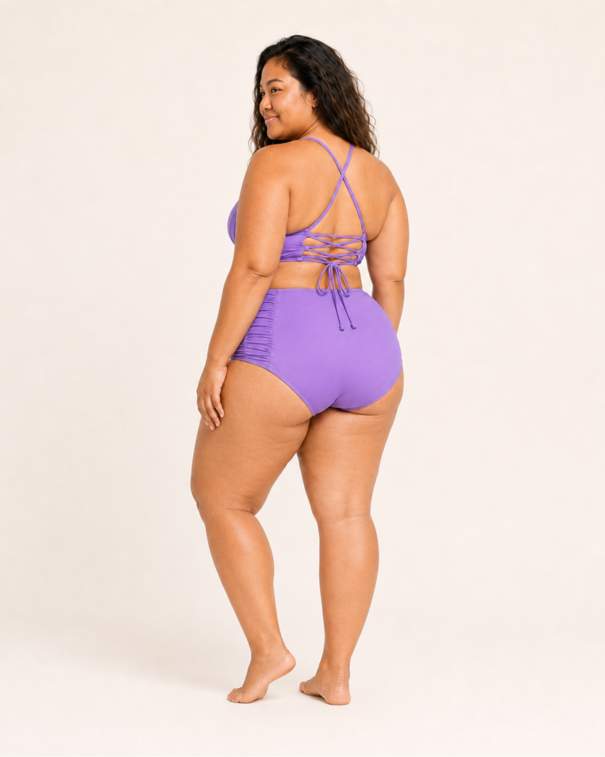 ELYU Ruched High-Waist Bikini Set