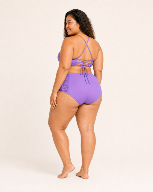 ELYU Ruched High-Waist Bikini Set