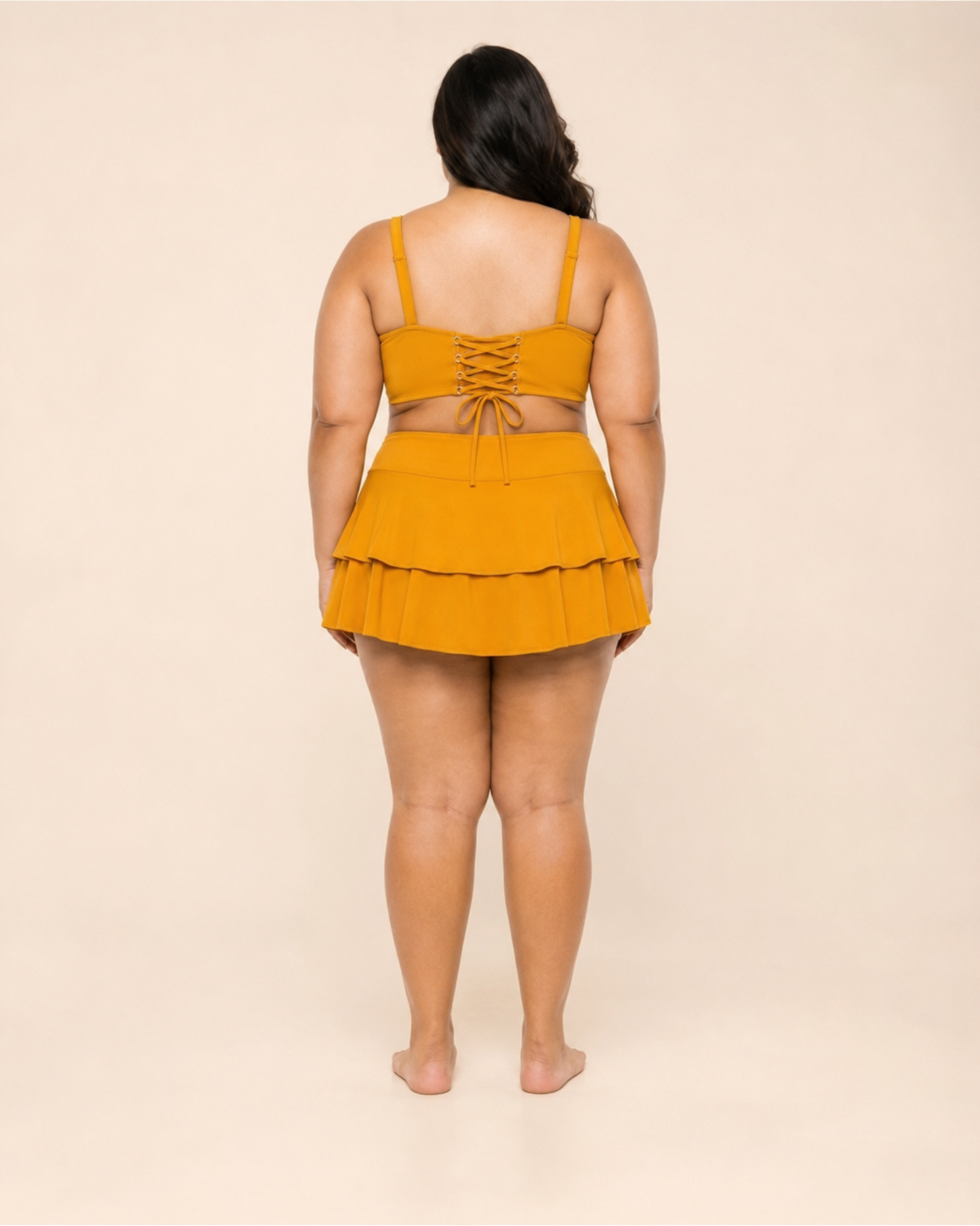 KALANGGAMAN Lace-Up Skirted Bikini Set