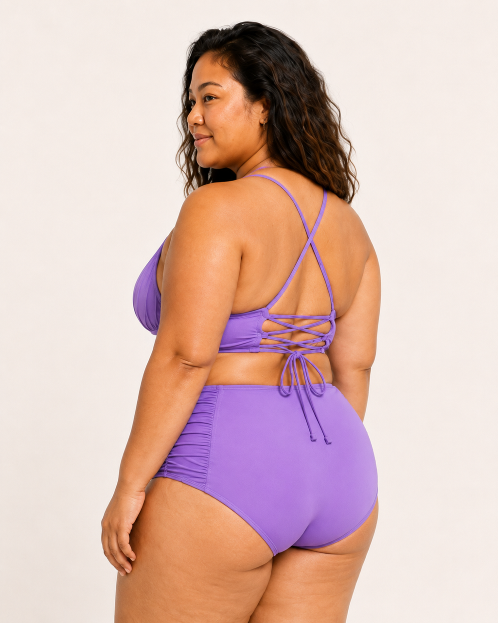 ELYU Ruched High-Waist Bikini Set