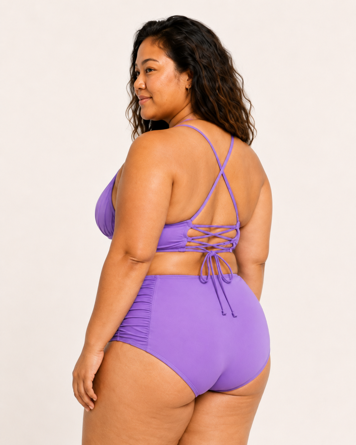 ELYU Ruched High-Waist Bikini Set